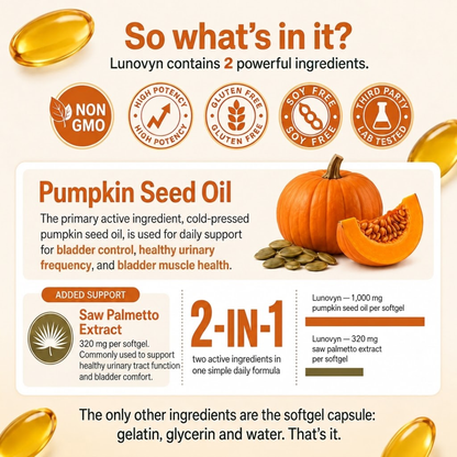 Lunovyn™ Pumpkin Seed Oil - 1000mg Odorless Softgels - Bladder Support