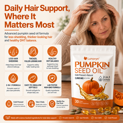 Lunovyn™ Pumpkin Seed Oil - 1000mg Odorless Softgels - Hair Support