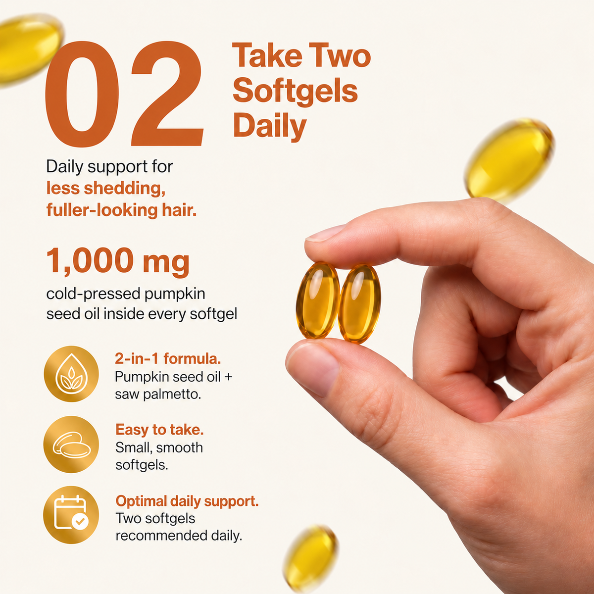 Lunovyn™ Pumpkin Seed Oil - 1000mg Odorless Softgels - Hair Support