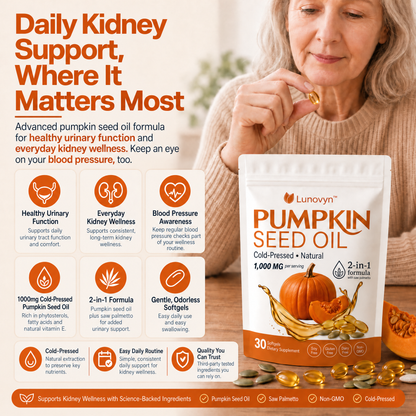 Lunovyn™ Pumpkin Seed Oil - 1000mg Odorless Softgels - Kidney Support